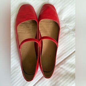 Maxwell Greta valley flats in red leather size 7.5